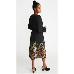 Old Navy Black Floral Lightweight Long Sleeve V Neck Dress size Small